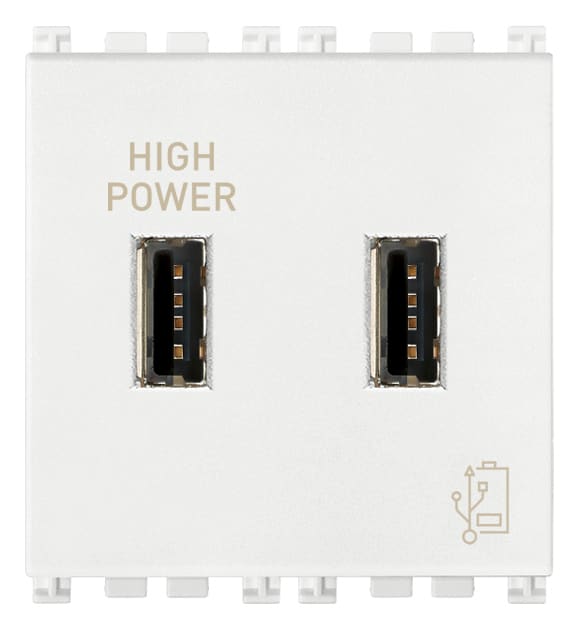 VIMAR - Unità di Alimentazione USB 5V 2,1A Bianco Ottimizzata per Tablet, Smartphone e Phablet 19295.B