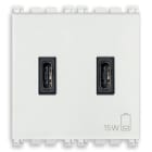VIMAR - Alimentatore USB C 15W 3A 5V bianco, 2 uscite USB C per caricare un dispositivo fino a 3A o 2 dispositivi, alimentazione 120-240V 50/60Hz, 2 moduli.