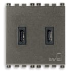 VIMAR - Alimentatore USB Tipo C 15W 3A 5V Metal - 2 Uscite Ottimizzate per Caricare Dispositivi Elettronici