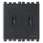 VIMAR - Alimentatore USB C+C 15W 3A 5V grigio, 2 uscite USB C per caricare fino a 3A, alimentazione 120-240V 50/60Hz, cavo 2m, 2 moduli.