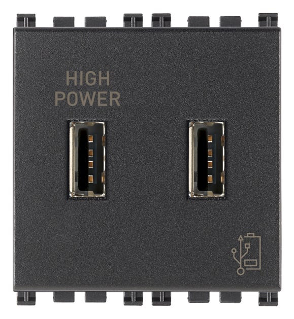 VIMAR - Unità di Alimentazione USB 5V 2,1A Grigio - Caricabatterie Ottimizzato per Tablet, Smartphone e Phablet