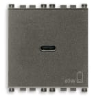 VIMAR - Alimentatore USB C 60W PD Metal - Per Notebook, Tablet, Smartphone, Fotocamere - Uscita USB Tipo C - Power Delivery - 120-240V 50/60Hz - 2 Moduli 19298.60.M