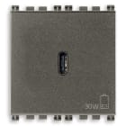 VIMAR - Alimentatore USB C 30W PD metal per notebook, tablet, smartphone, fotocamere, 1 uscita USB C, Power Delivery, 120-240 V 50/60 Hz, 2 moduli.