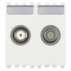 VIMAR - Presa TV-RD-SAT Diretta 2 Uscite Bianco - Coassiale 5-2400 Mhz, Derivata, Demiscelata, Connettore Maschio e Femmina, Attenuazione 1 Db, 2 Moduli