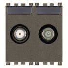 VIMAR - Presa TV-RD-SAT diretta 2 uscite metal, 5-2400 MHz, demiscelata, attenuazione 1 dB, passaggio corrente continua e segnali controllo. 19302.01.M