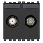 VIMAR - Presa TV-RD-SAT diretta 2 uscite grigio, coassiale 5-2400 MHz, demiscelata, attenuazione 1 dB, passaggio corrente 24 V 500 mA max. 19302.01