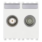 VIMAR - Presa TV-RD-SAT Passante 2 Uscite Bianco - Coassiale 5-2400 Mhz, Demiscelata, Attenuazione 10 Db, Connettore Maschio e Femmina F, 2 Moduli