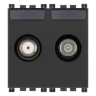 VIMAR - Presa TV-RD-SAT Passante 2 Uscite Grigio - Coassiale 5-2400 Mhz, Demiscelata, Connettore Maschio e Femmina, Attenuazione 10 Db 19302.10