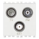 VIMAR - Presa TV-FM-SAT diretta 3 uscite bianco, coassiale 5-2400 MHz, demiscelata, attenuazione 1 dB, passaggio corrente continua e segnali 24 V 500 mA max.