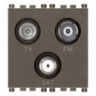 VIMAR - Presa TV-FM-SAT diretta 3 uscite metal, coassiale 5-2400 MHz, demiscelata, attenuazione 1 dB, passaggio corrente 24 V 500 mA max. 19303.M