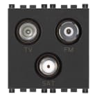 VIMAR - Presa TV-FM-SAT diretta 3 uscite grigio, coassiale 5-2400 MHz, demiscelata, attenuazione 1 dB, passaggio corrente 24 V 500 mA max. 19303