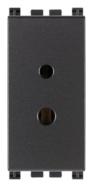 VIMAR - Presa Polarizzata 2P 6A 24V Grigio per Spine 01616 e 01617, Morsetti a Vite per Impianti Hi-Fi e Filodiffusione 19331