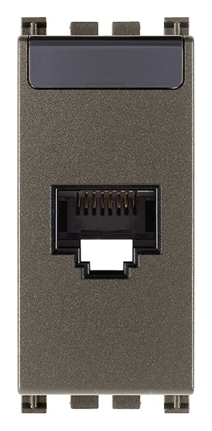 VIMAR - Presa RJ45 Netsafe Cat5E UTP Metal - Connettore Universale T568A/B, 8 Contatti, Morsetti Ad Incisione D'Isolante 19339.11.M