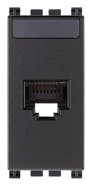 VIMAR - Presa RJ45 Grigio Netsafe Cat5E UTP - Connettore Non Schermato, Cablaggio Universale T568A/B, 8 Contatti, Morsetti Ad Incisione D'Isolante 19339.11