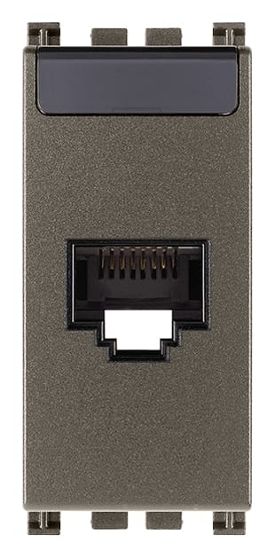 VIMAR - Presa Rj45 Netsafe Cat6 Ftp Metal - Connettore Schermato Universale T568A/B, 8 Contatti, Morsetti Ad Incisione D'Isolante 19339.14.M