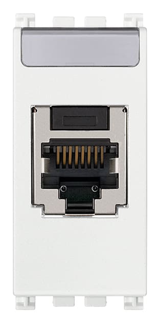 VIMAR - Presa RJ45 Panduit Cat5e FTP bianco con connettore MINI-COM, schermata, cablaggio T568A/B, 8 contatti, morsetti ad incisione d'isolante. 19340.2.B