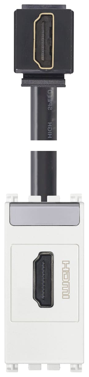 VIMAR - Presa HDMI 2.1B con cavo a 90° bianco - Standard Keystone, uscita cavo a 90°