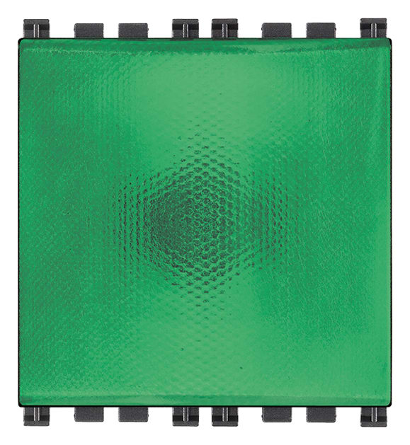 VIMAR - Spia Prismatica Verde per Lampade 230 V~ 3 W Max 14770, 14771, 14776 e 14777 con Diffusore Verde - 2 Moduli