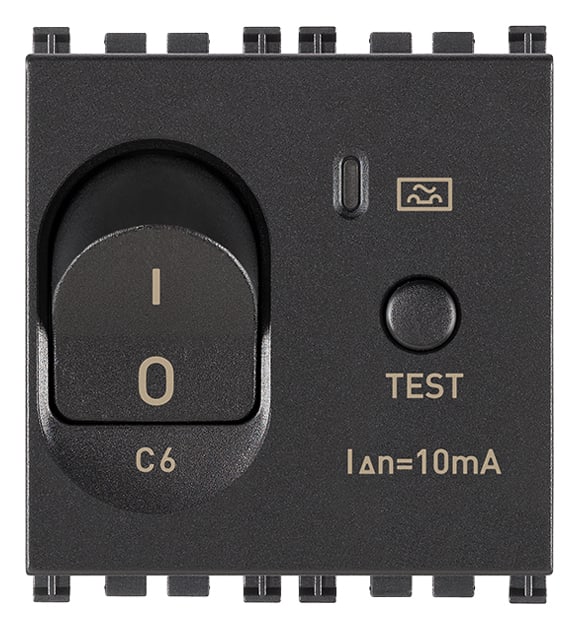 VIMAR - Interruttore Automatico Magnetotermico Differenziale 1P+N C6 10Ma Grigio - 2 Moduli 19411.06