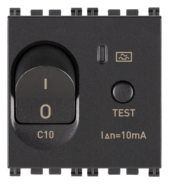 VIMAR - Interruttore Automatico Magnetotermico Differenziale 1P+N C10 10Ma Grigio - 2 Moduli