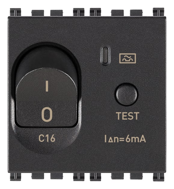 VIMAR - Interruttore Differenziale Automatico 1P+N C16 6Ma Grigio - 120-230V 50-60Hz, P.I. 3000A, 2 Moduli
