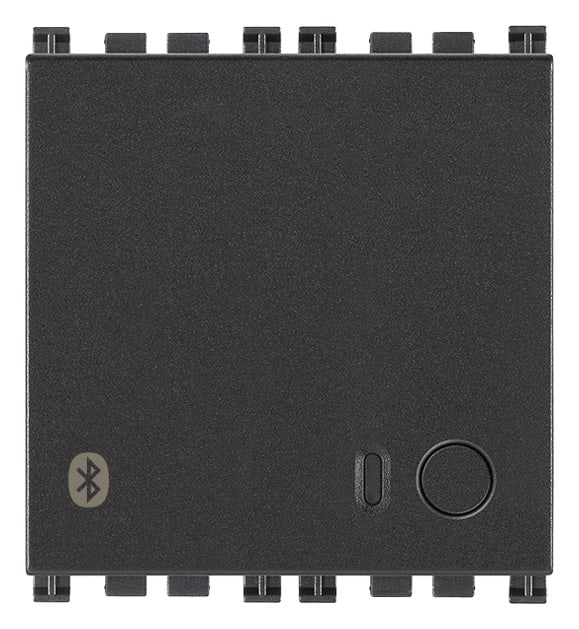 VIMAR - Amplificatore Stereo Bluetooth 4+4W Grigio con 2 Uscite Diffusori Sonori 8 Ohm, Ricevitore Incorporato, Ingresso Line In, Alimentazione 12Vdc 19590