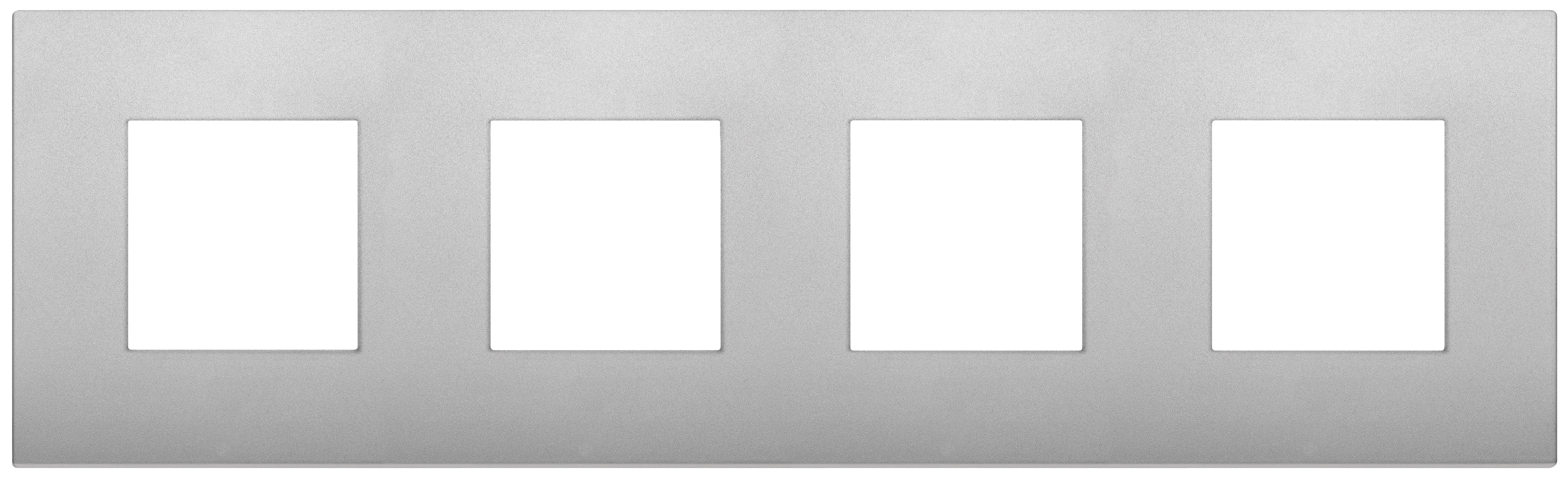 VIMAR - Placca 8M 2+2+2+2 Interasse 71 mm Silver Matt Tecnopolimero 19669.79