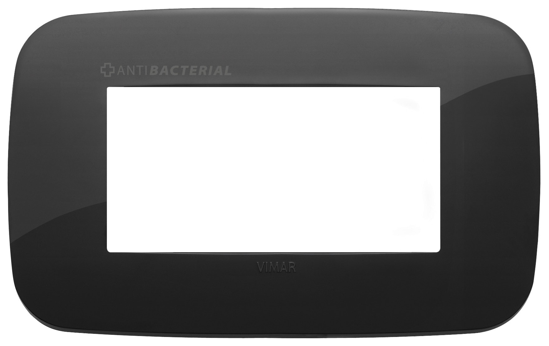 VIMAR - PLACCA ROUND 4M ANTIBATTERICO NERO