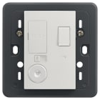 VIMAR - Unità di connessione 13A 250V con interruttore 2P, spia luminosa, uscita cavo, fusibile, supporto per scatole BS, da completare con placca 3 moduli. 20049.L.N