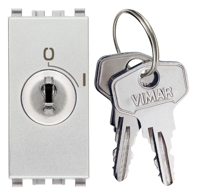 VIMAR - Interruttore 2P 16(3)A a chiave unificata 000 estraibile, montaggio indipendente, IP20, per conduttori 1,5-4 mm2, serie Eikon, Next.