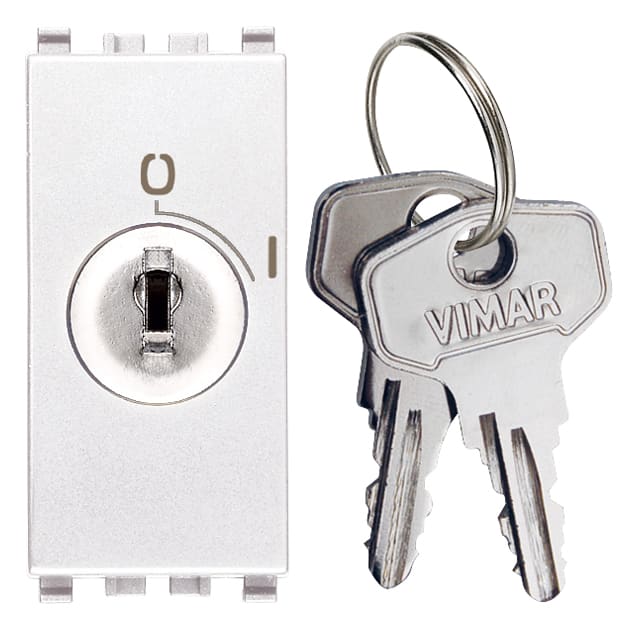VIMAR - Pulsante 2P 16A + Chiave Bianco - 250V~, Estraibile Solo in Posizione O