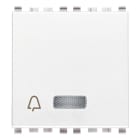 VIMAR - Pulsante set/reset bianco per chiamata di emergenza, individuazione al buio, 2 uscite a relè NO 5 A 250 V, alimentazione 12 V o 12-24 V, 2 moduli.