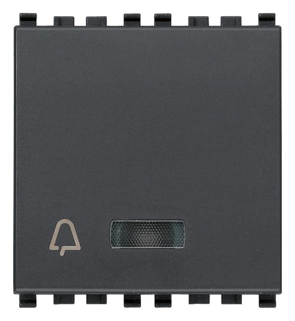 VIMAR - Pulsante SET/RESET grigio per chiamata emergenza, 2 uscite relè NO 5A 250V, alimentazione 12V 50-60Hz o 12-24Vdc, 2 moduli.