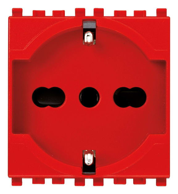 VIMAR - Presa Universale Rosso Sicury 16A 250V Standard Italiano P40 Linee Dedicate 2 Moduli