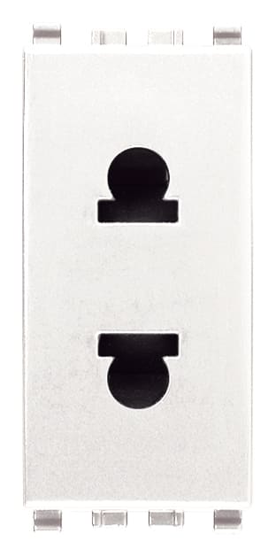 VIMAR - Presa Sicury 2P 16A Standard Euroamericano Bianco per Spinotti Piatti Paralleli e Ø4,8mm 20234.B