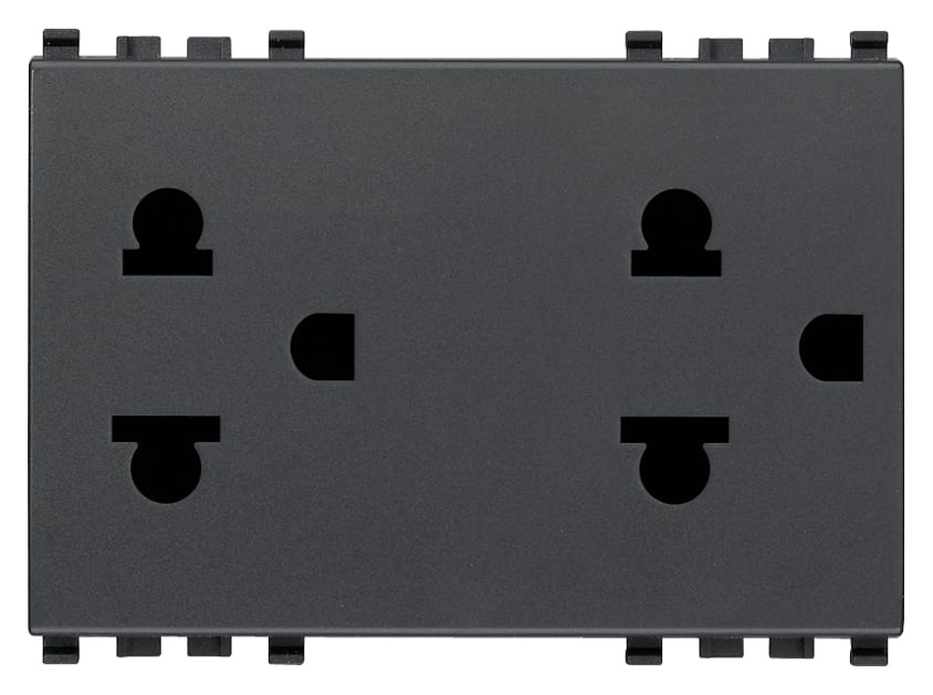 VIMAR - DUE PRESE SICURY 2P+T 16A USA+EU GRIGIO