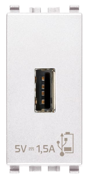 VIMAR - Unità Alimentazione USB 5V1,5A Bianco per Dispositivi Elettronici 20292.B