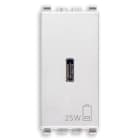 VIMAR - Alimentatore USB C PD 25W Bianco - Per Notebook, Tablet, Smartphone, Fotocamere - Uscita USB Tipo C - Tecnologia Power Delivery - 120-240 V~ 50/60 Hz 20292.C.25.B