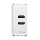 VIMAR - Alimentatore USB C+C 15W 3A 5V bianco, 2 uscite USB C per caricare fino a 3A, alimentazione 120-240V 50/60Hz, 1 modulo.