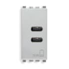 VIMAR - Alimentatore USB C 15W 3A 5V 1M Next, 2 uscite USB C per caricare fino a 3A, alimentazione 120-240V 50/60Hz, 1 modulo. 20292.CC.N