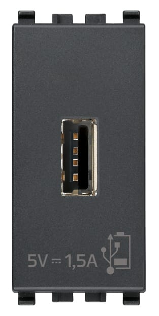 VIMAR - Unità di Alimentazione USB 5V 1,5A Grigio - Per Dispositivi Elettronici con Uscita USB Tipo A