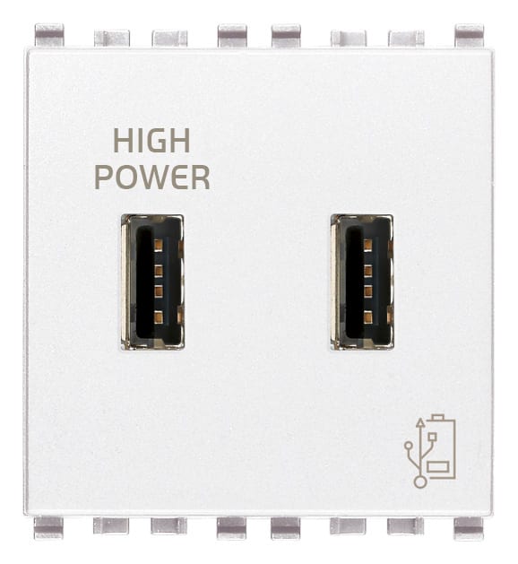 VIMAR - Unità di Alimentazione USB 5V 2,1A Bianco Ottimizzata per Tablet, Smartphone e Phablet