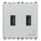 VIMAR - Alimentatore USB C 15W 3A 5V 2 uscite tipo C per caricare fino a 3A o 2 dispositivi, alimentazione 120-240V 50/60Hz, cavo 2m, Next.
