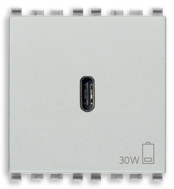 VIMAR - Alimentatore USB C 30W PD per Dispositivi Elettronici con Tecnologia Power Delivery 20298.N