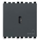 VIMAR - Alimentatore USB C 30W PD Grigio - Per Notebook, Tablet, Smartphone, Fotocamere - Uscita USB Tipo C - Tecnologia Power Delivery - 120-240V 50/60Hz