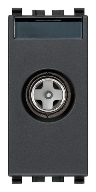 VIMAR - Presa TV-RD-SAT Grigio con Connettore Maschio e Attenuazione 1 dB, Passaggio Corrente e Segnali Controllo 24V 500mA Max 20300.01