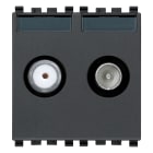 VIMAR - Presa TV-RD-SAT diretta 2 uscite grigio, coassiale 5-2400 MHz, demiscelata, attenuazione 1 dB, passaggio corrente 24 V 500 mA max. 20302.01