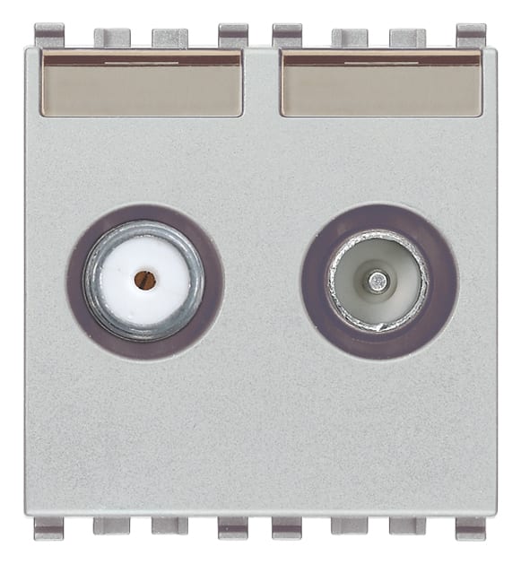 VIMAR - Presa Passante Tv-Rd-Sat con 2 Uscite Coassiali, 5-2400 Mhz, Demiscelata, Attenuazione 10 Db - 2 Moduli 20302.10.N