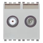 VIMAR - Presa Passante Tv-Rd-Sat con 2 Uscite Coassiali, 5-2400 Mhz, Demiscelata, Attenuazione 10 Db - 2 Moduli 20302.10.N