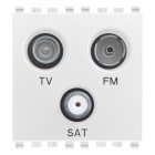 VIMAR - Presa TV-FM-SAT diretta 3 uscite bianco, coassiale 5-2400 MHz, demiscelata, attenuazione 1 dB, passaggio corrente 24 V 500 mA max.